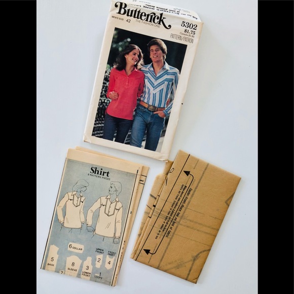 VTG 80s men’s shirt pattern Uncut size 42 - Picture 3 of 8